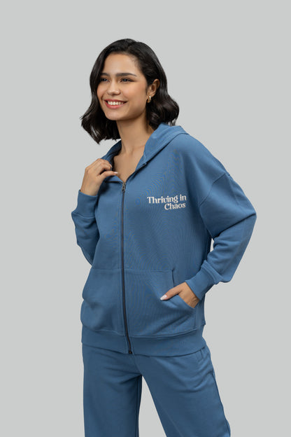 'Thriving In Chaos' Cotton Terry Zip-up Hoodie Set