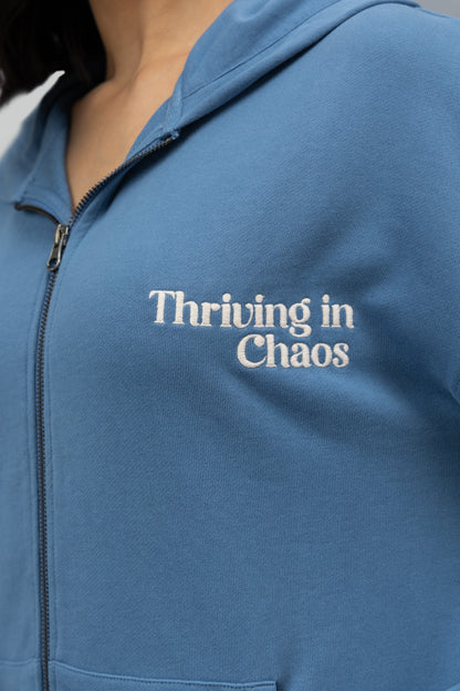 'Thriving In Chaos' Cotton Terry Zip-up Hoodie Set