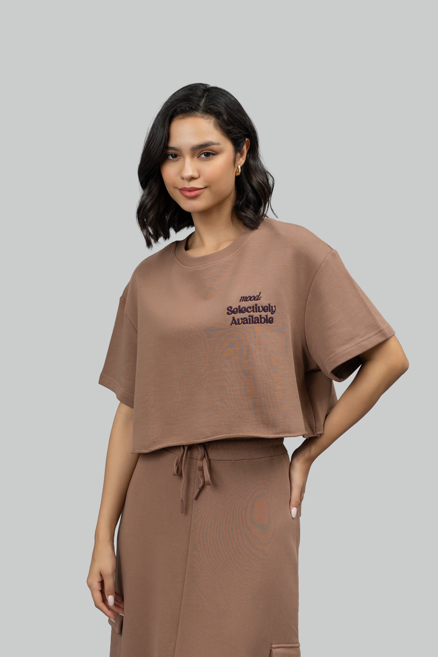 'Selectively Available' Cotton Terry Mocha T-Shirt