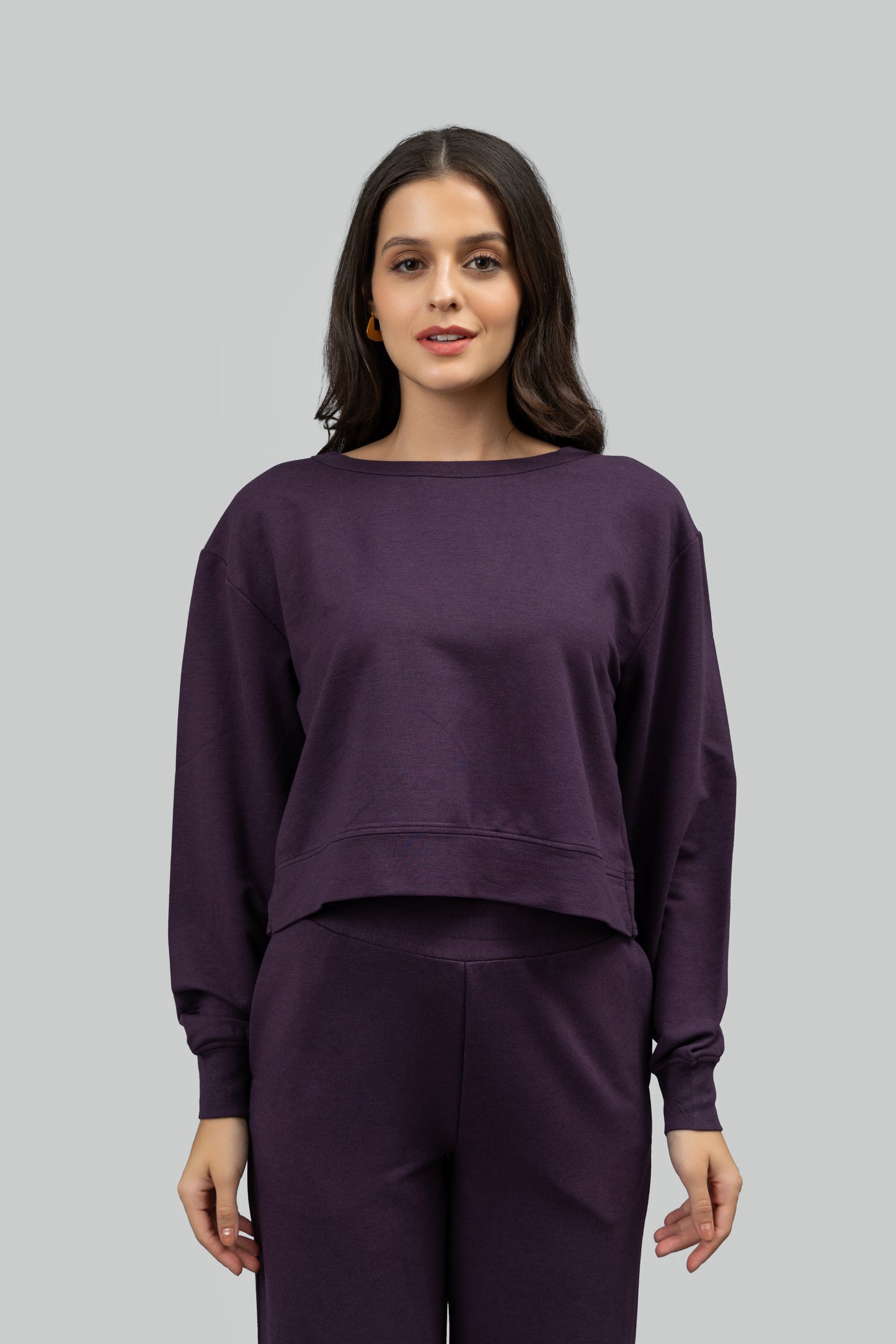 Bordeaux Bamboo Terry Open Back Sweatshirt