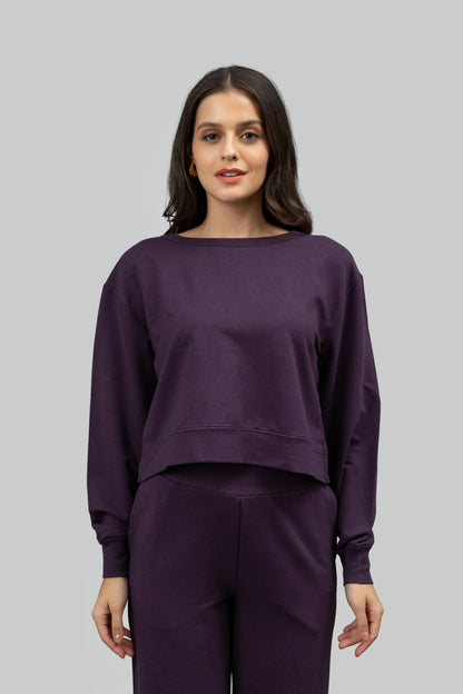 Bordeaux Bamboo Terry Open Back Sweatshirt