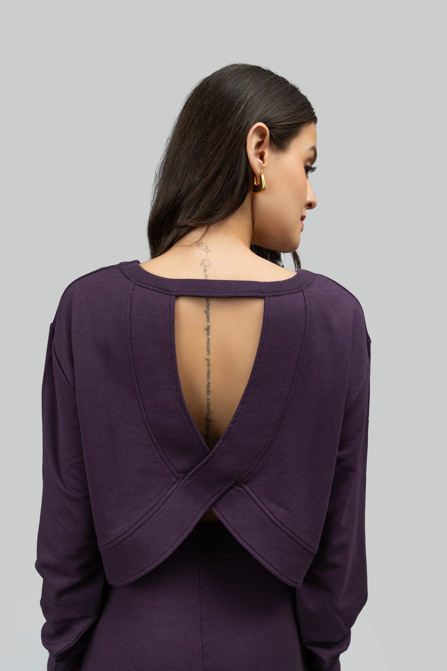 Bordeaux Bamboo Terry Open Back Sweatshirt