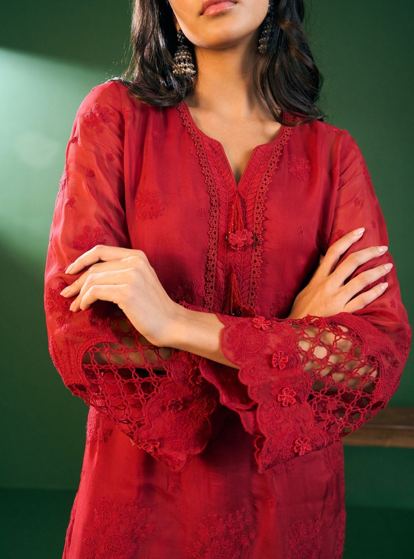 Ina Organza Red Kurta Set