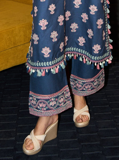 Ophel Wool Navy Kurta Set