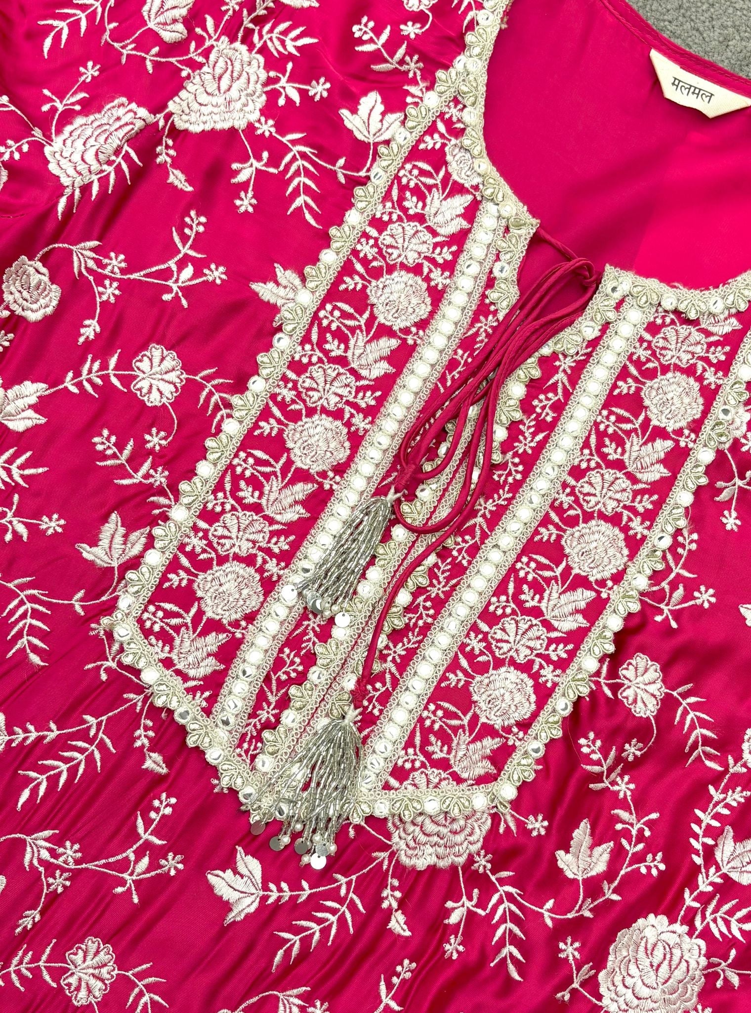 Sanae Cupro Satin Fuschia Kurta Set