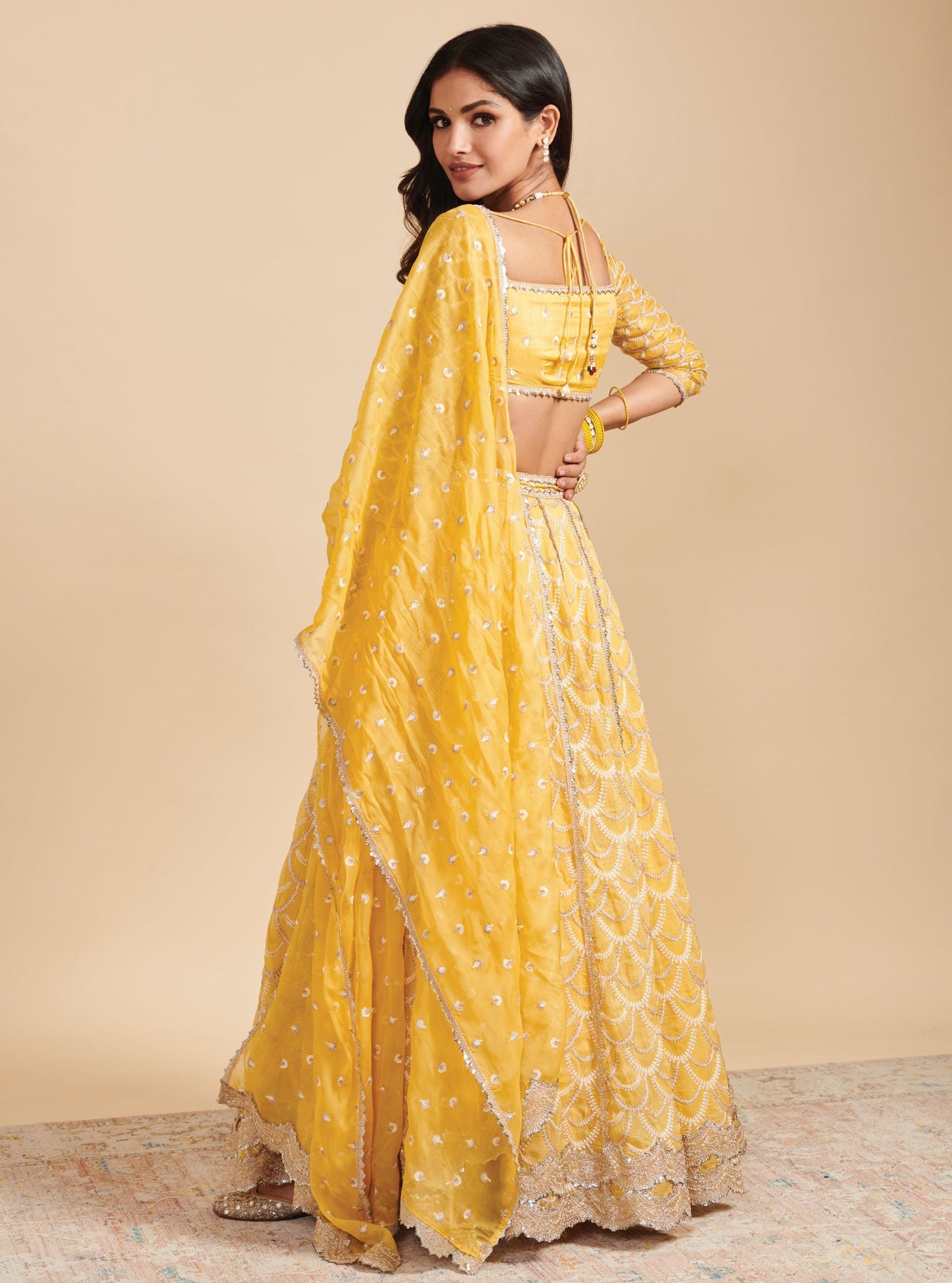 Morni Organza Yellow Lehenga