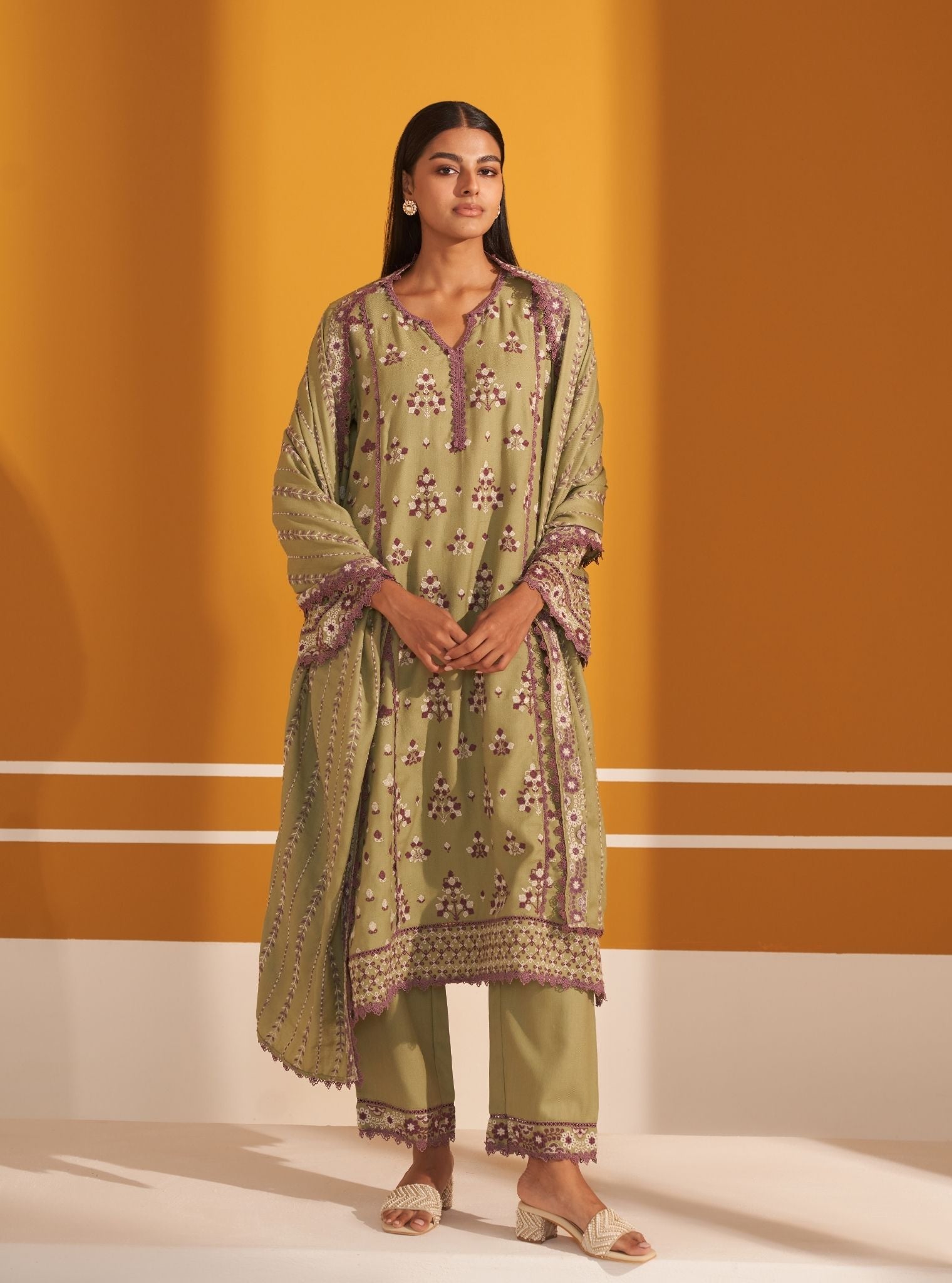 Marlow Wool Green Kurta Set