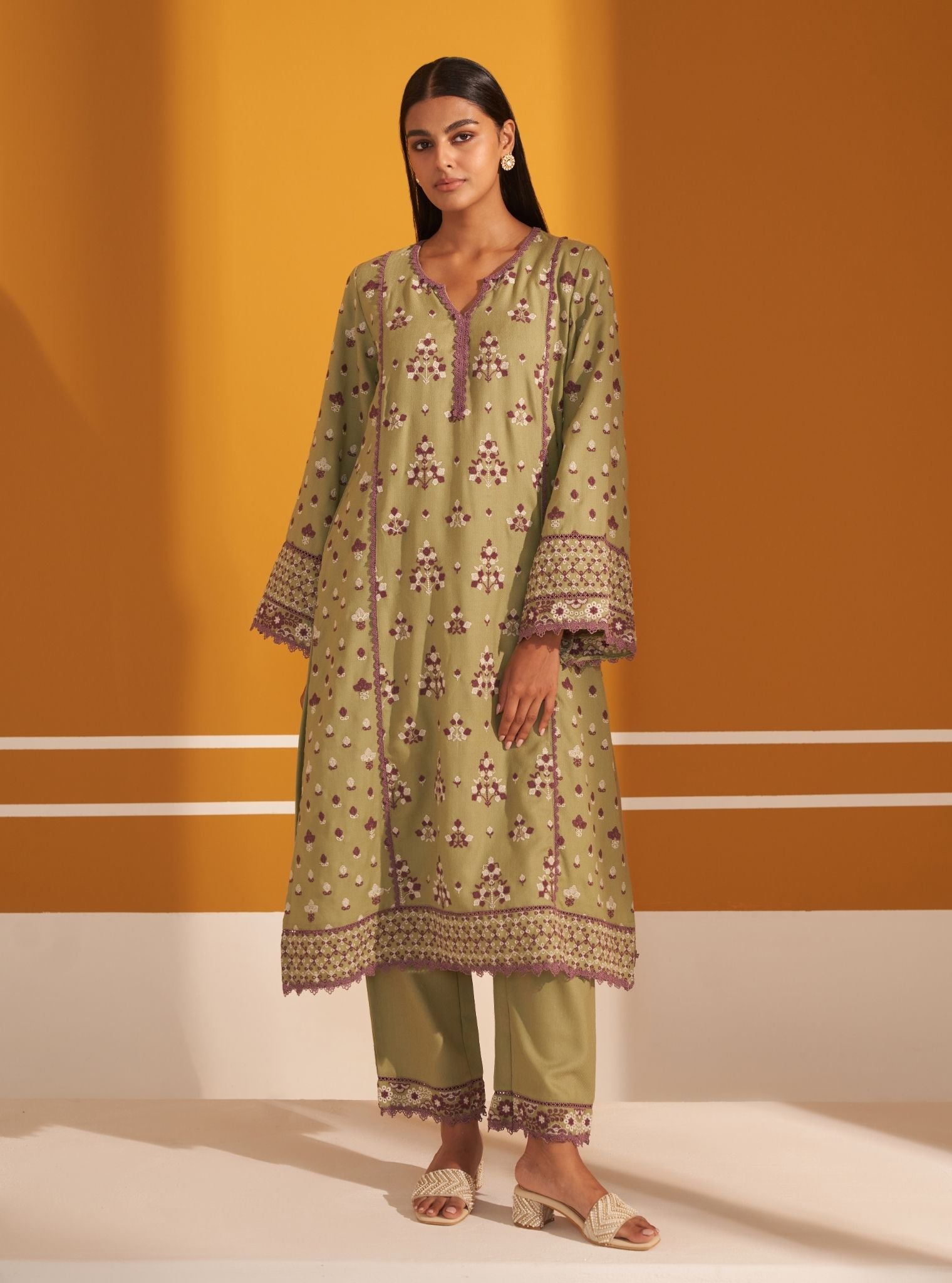 Marlow Wool Green Kurta Set