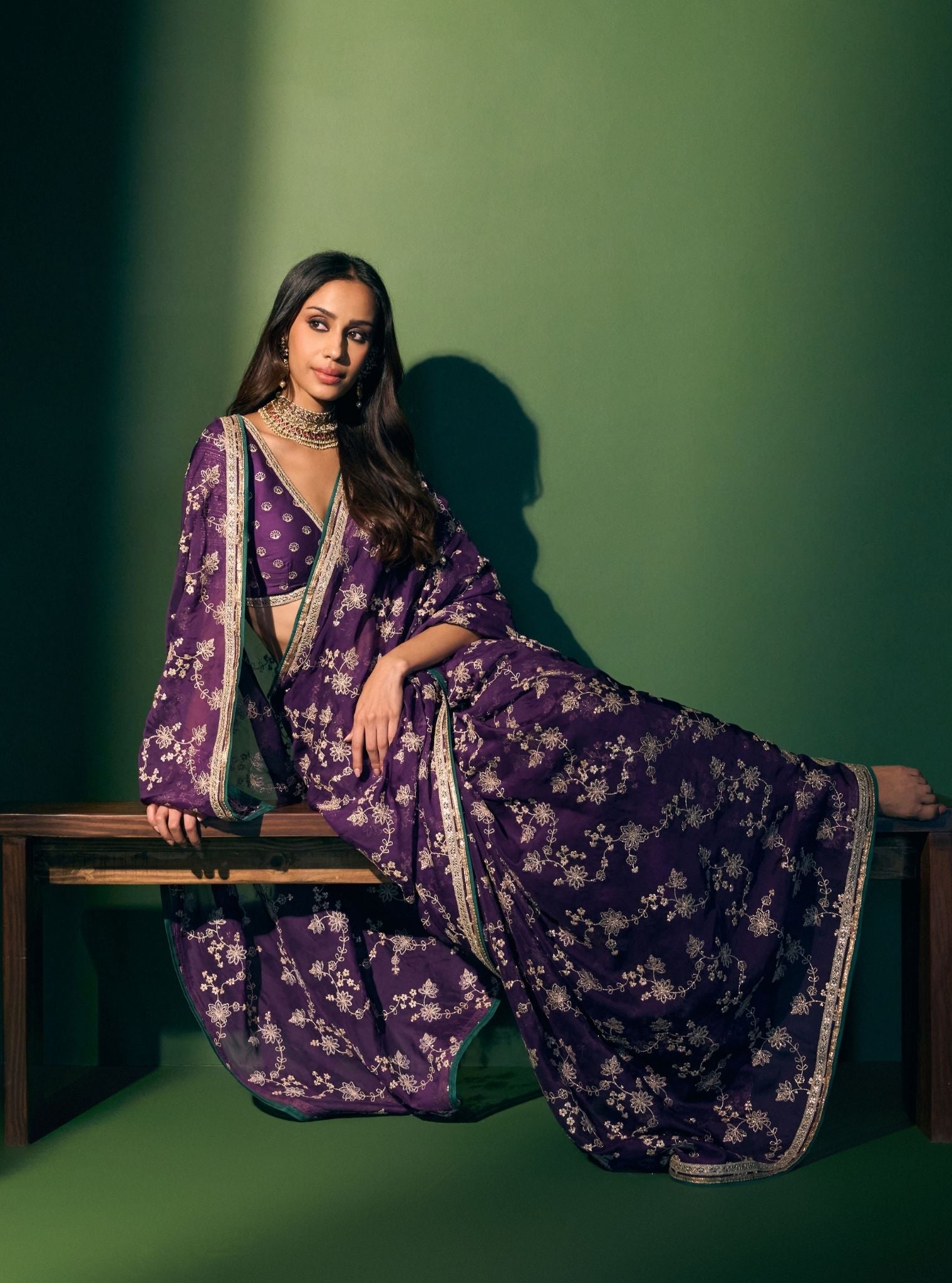 Kavya Organza Purple Saree