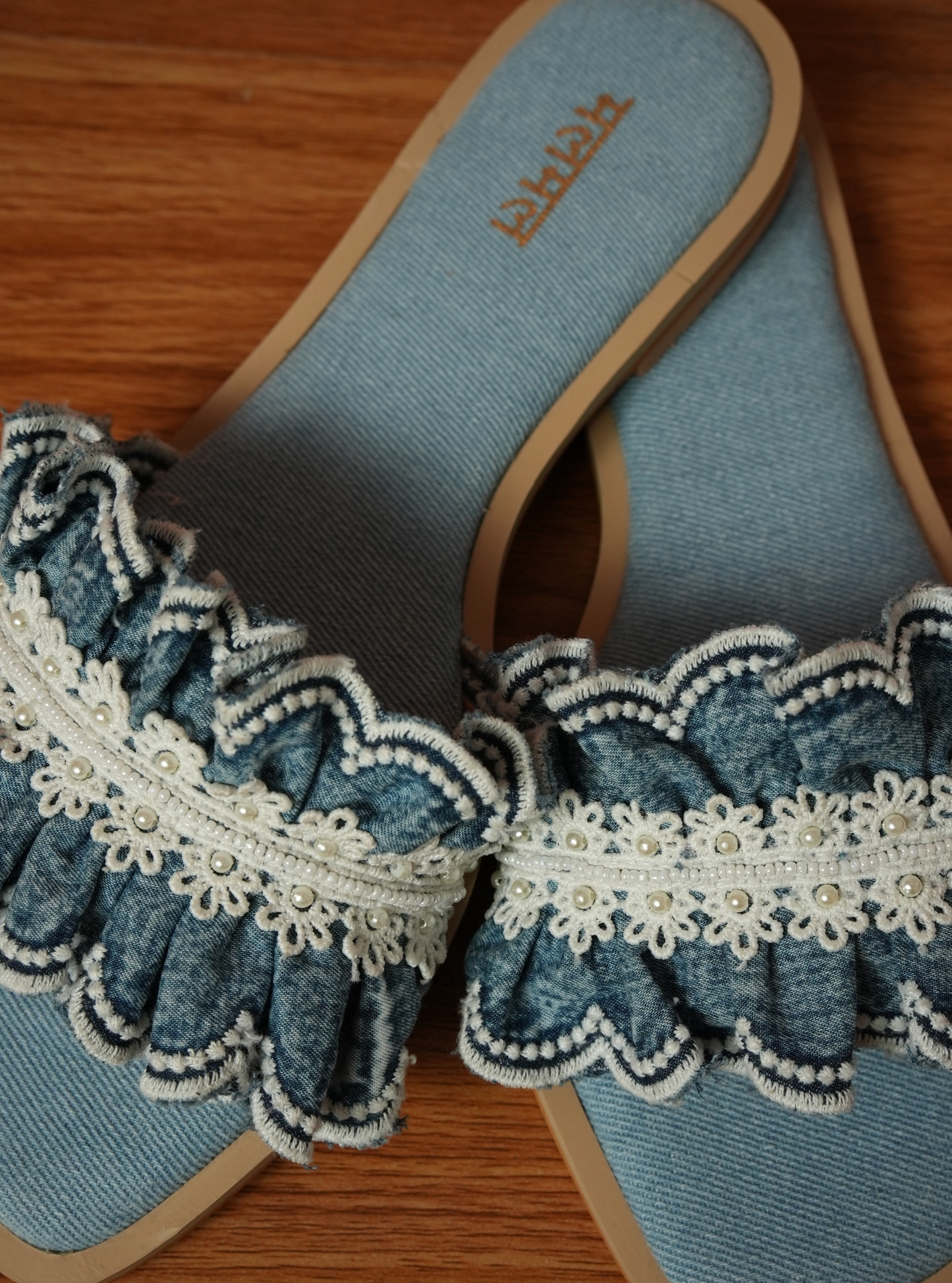 Margaret Denim Strap Flat