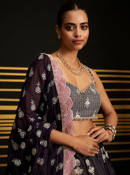 Sathi Luxe Tissue Purple Lehenga