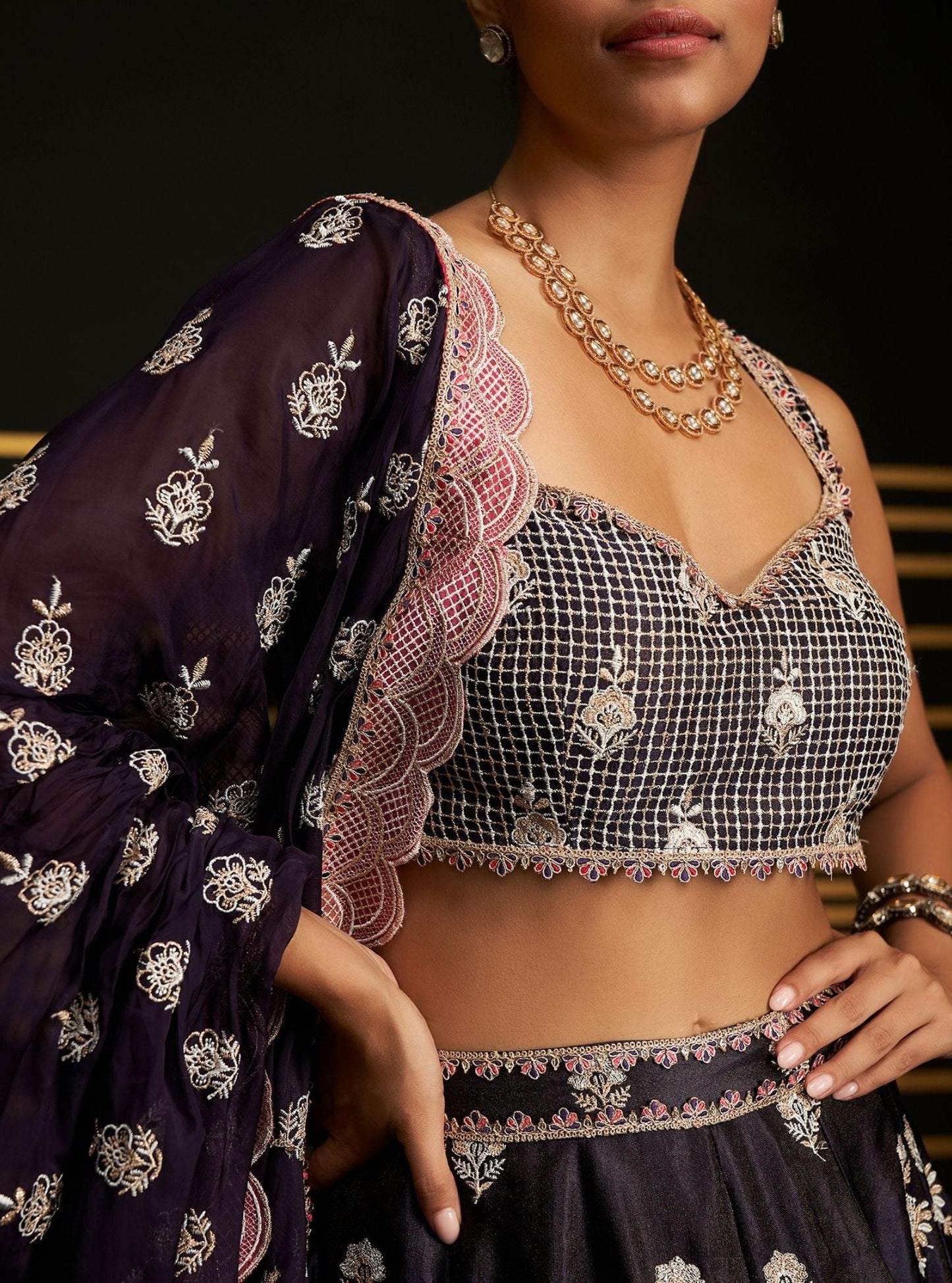 Sathi Luxe Tissue Purple Lehenga