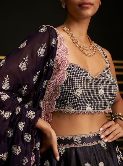 Sathi Luxe Tissue Purple Lehenga