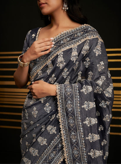 Rangrez Royal Tissue Navy Saree