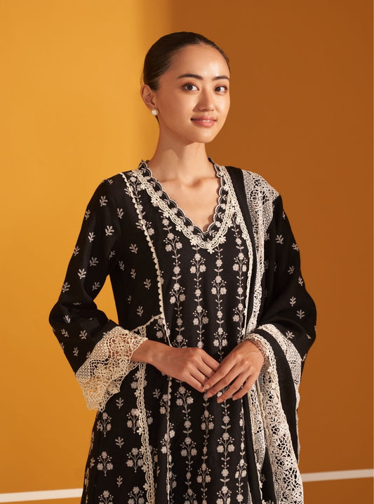 Selby Wool Black Kurta Set
