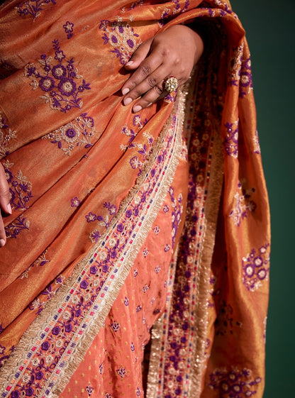 Mohra Lurex Organza + Banarsi Orange Saree