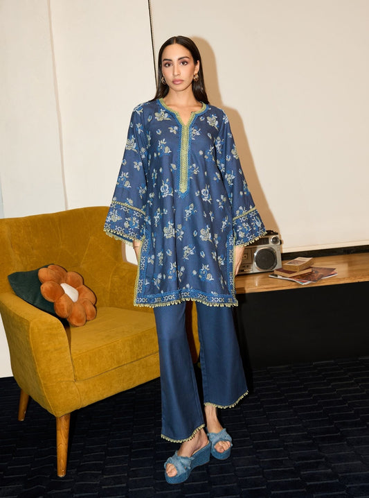 Lottie Wool Navy Kurta Set