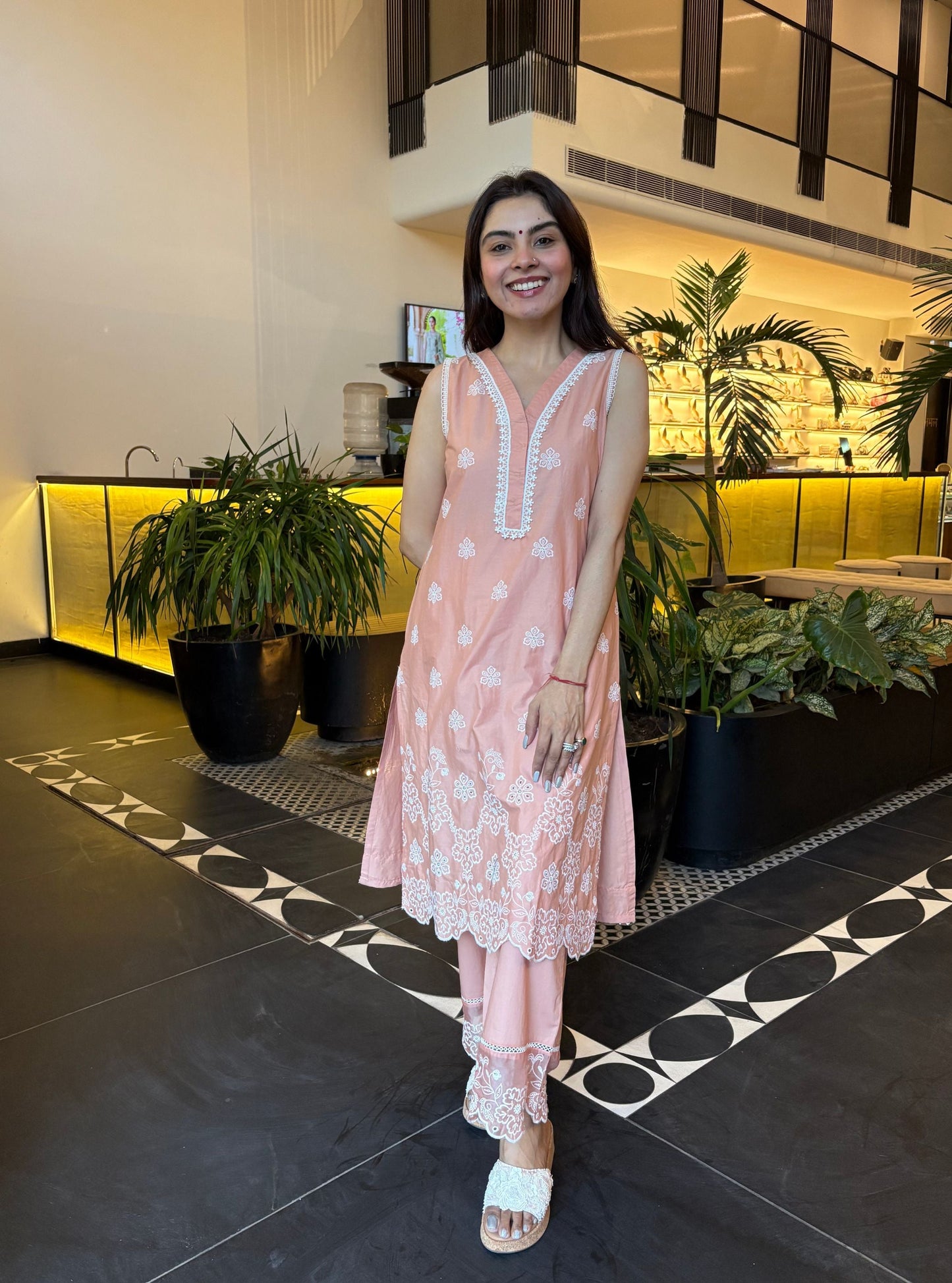 Tesni Supima Cotton Peach Kurta Set