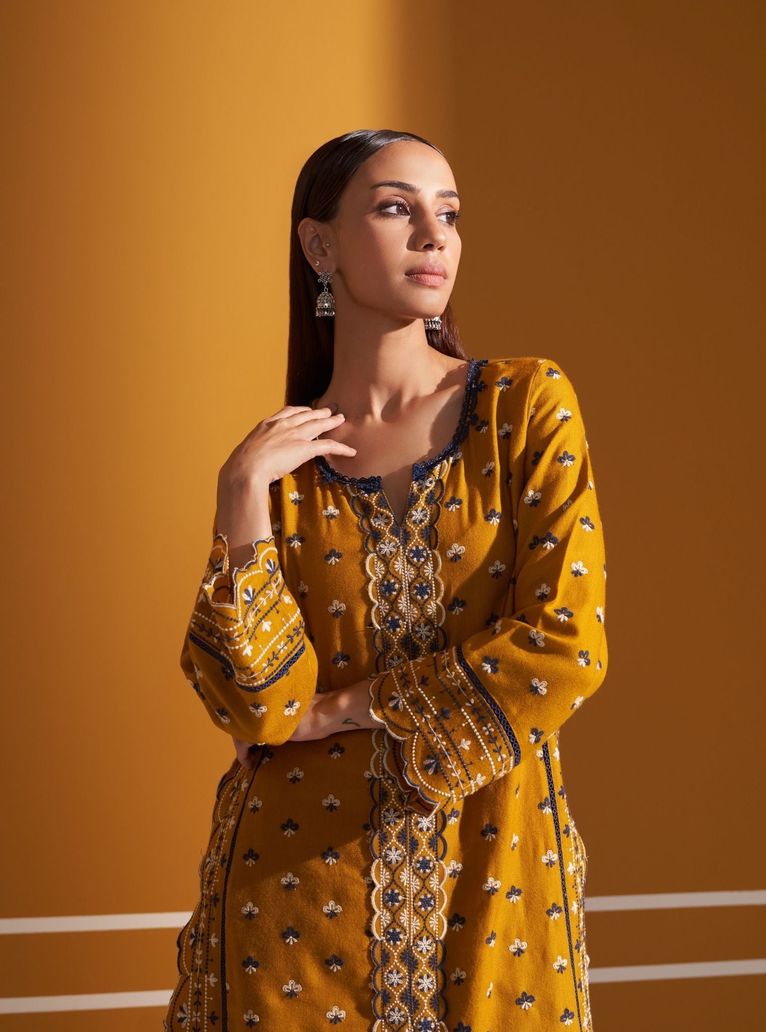 Tate Wool Mustard Kurta Set