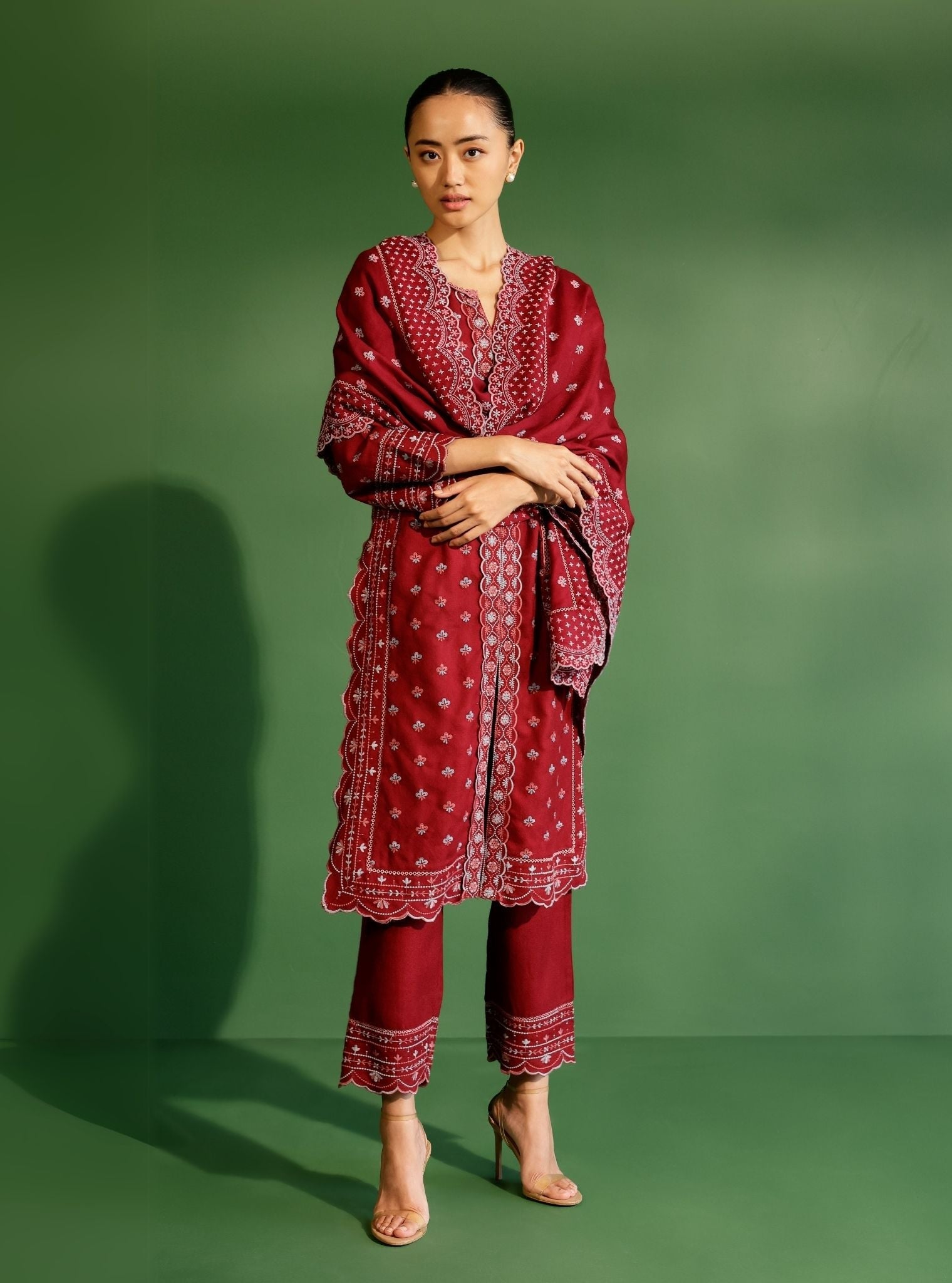 Tate Wool Wine Kurta Set