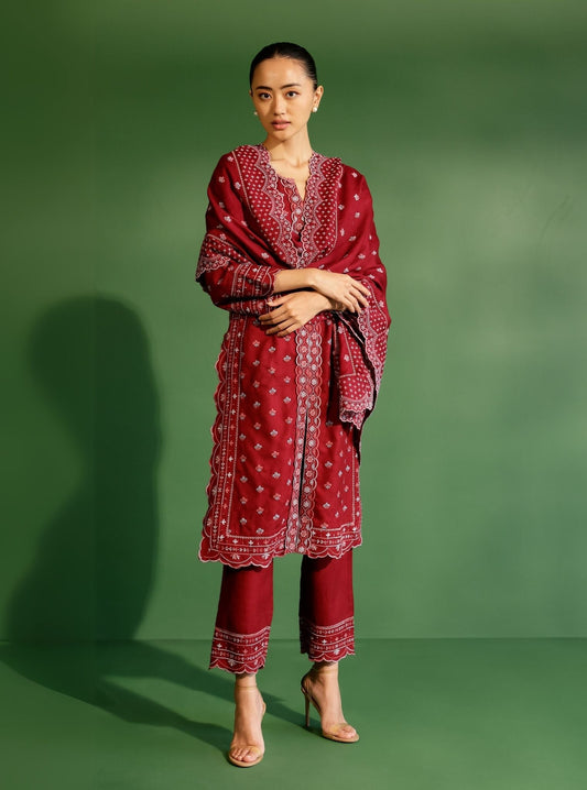 Tate Wool Wine Kurta Set