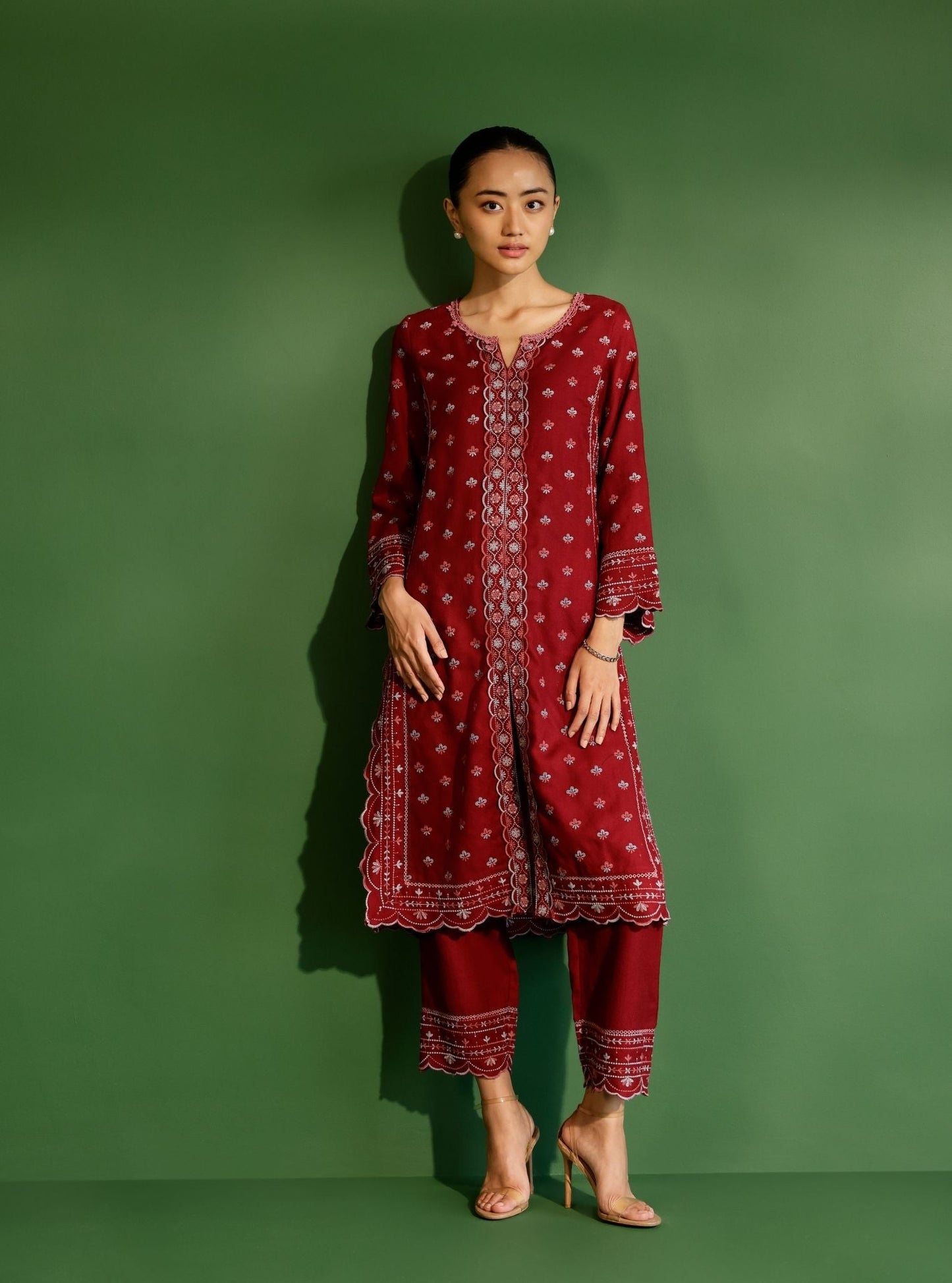 Tate Wool Wine Kurta Set