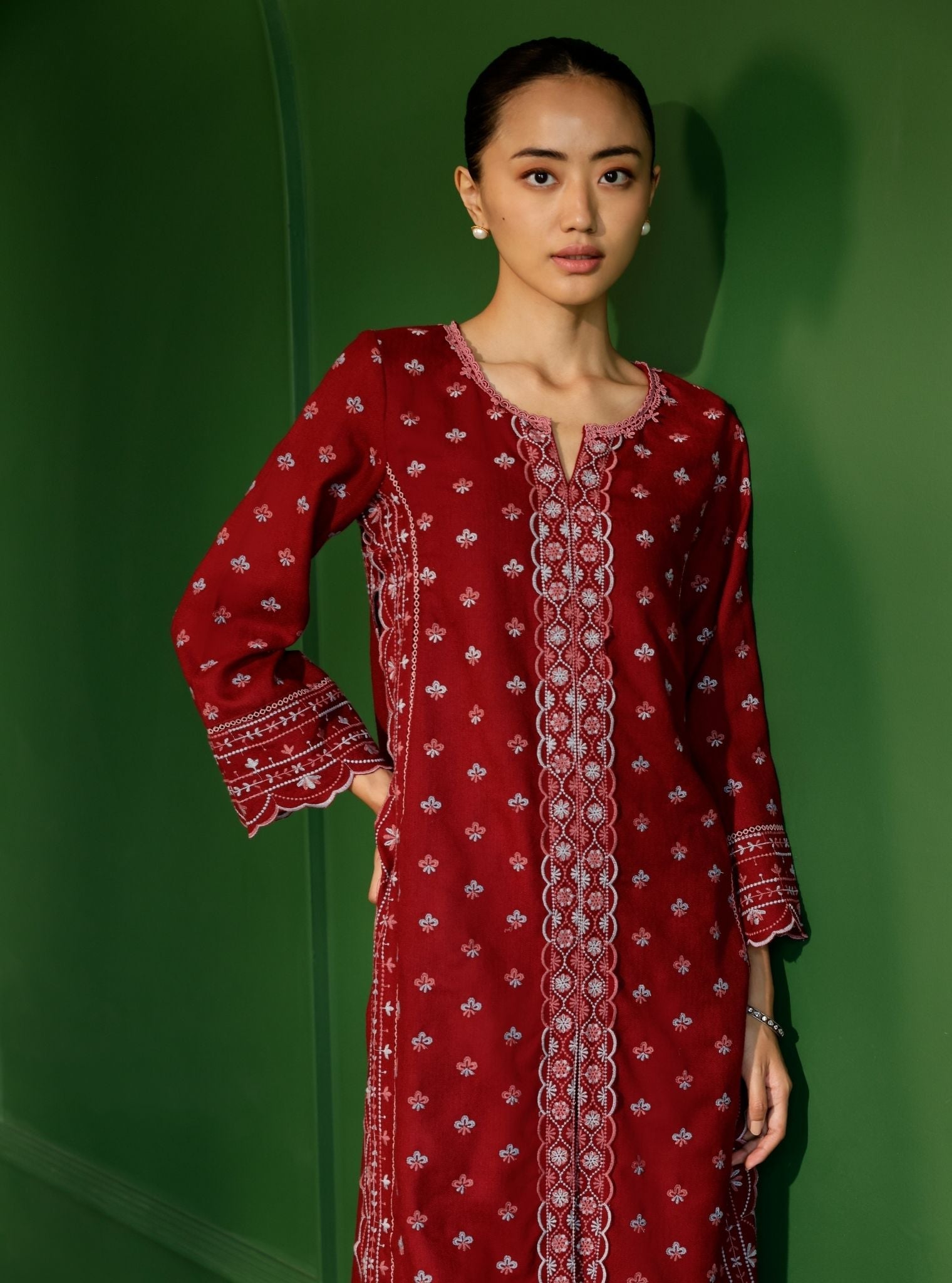 Tate Wool Wine Kurta Set