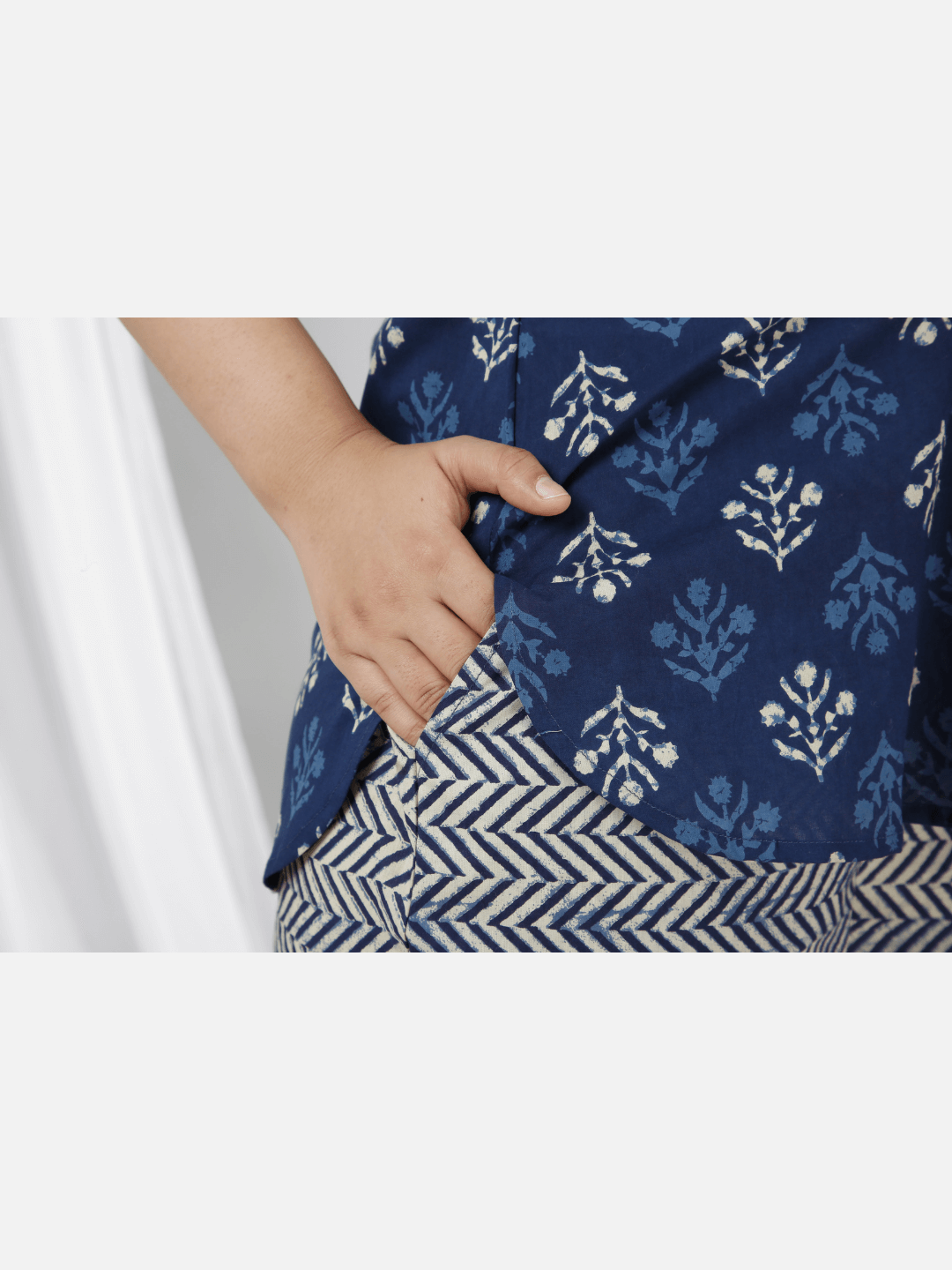 Blue Indigo Hand Block Printed Pure Cotton Lounge Wear