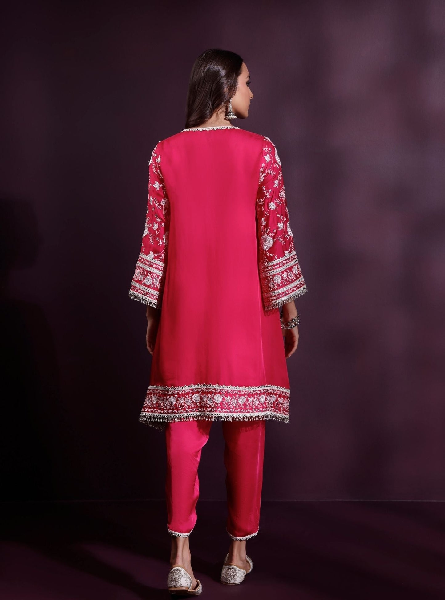 Sanae Cupro Satin Fuschia Kurta Set