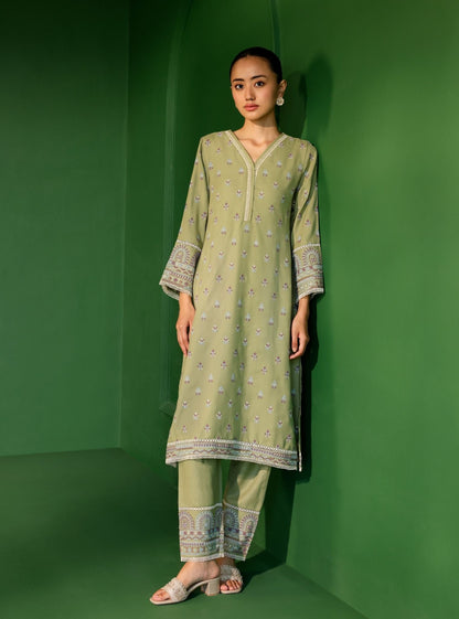 Wren Wool Green Kurta Set