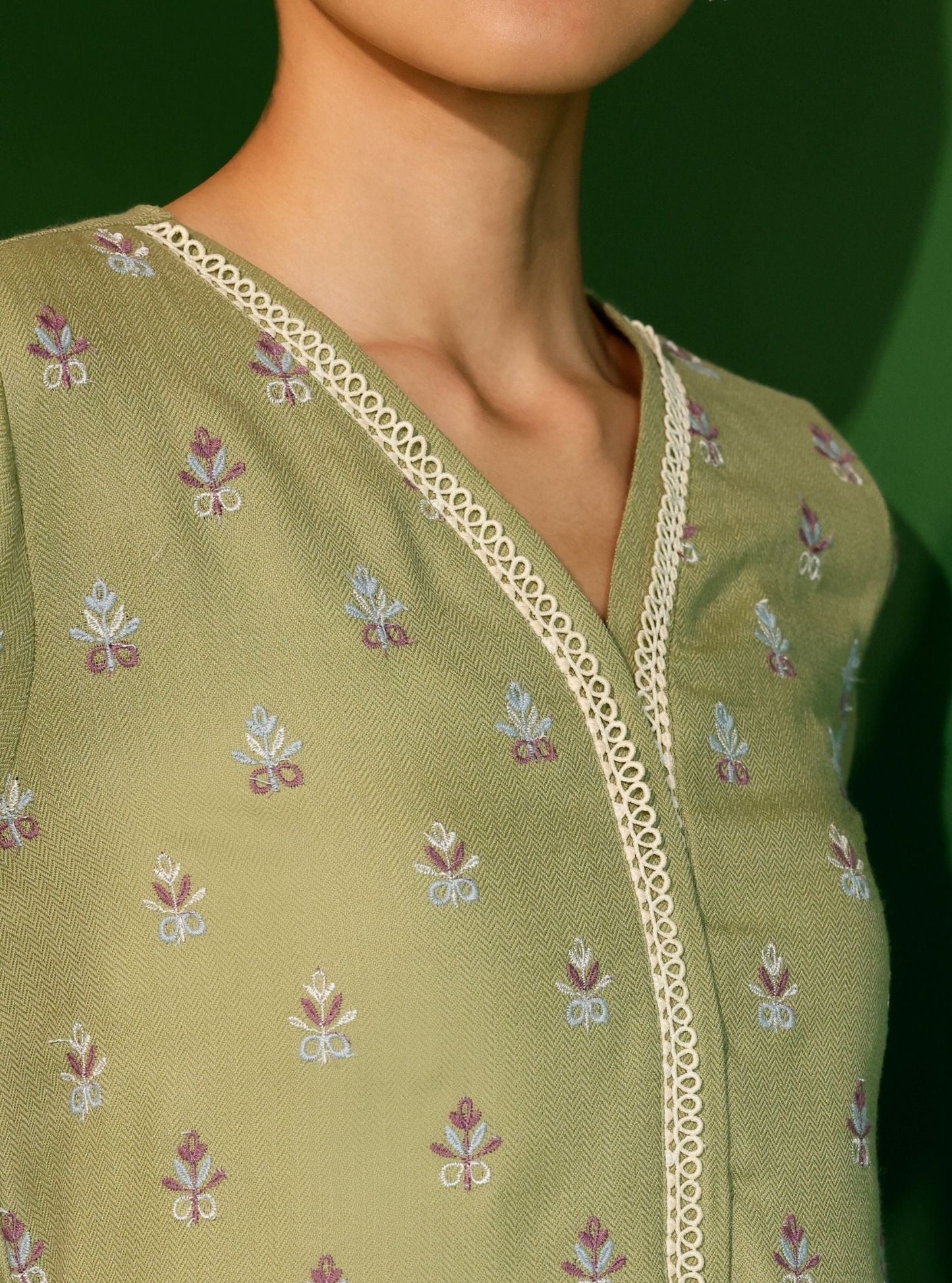 Wren Wool Green Kurta Set