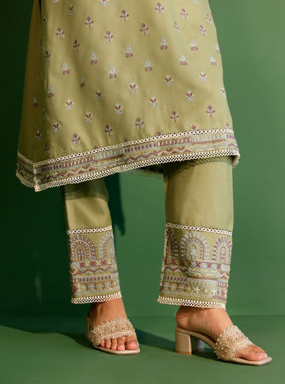 Wren Wool Green Kurta Set