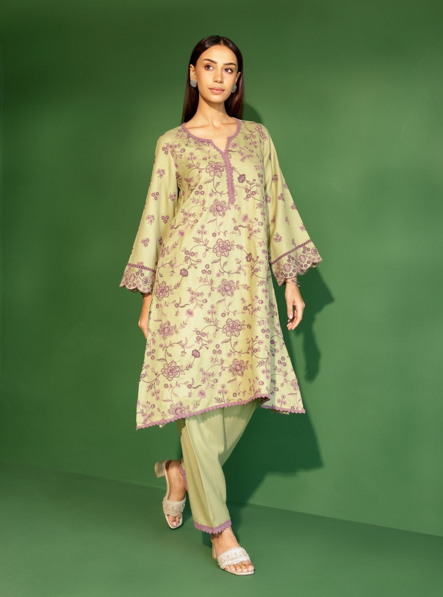 Juno Wool Green Kurta Set