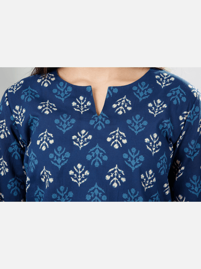 Blue Indigo Hand Block Printed Pure Cotton Lounge Wear