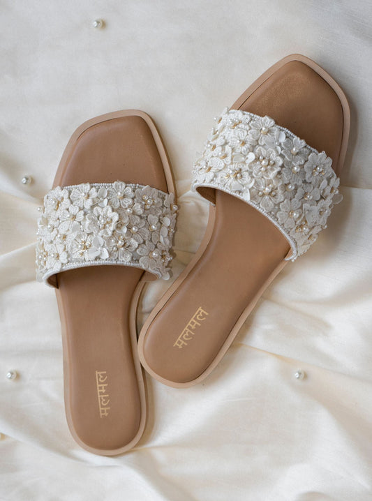 Mrunal Off White Vegan Flat Sandal