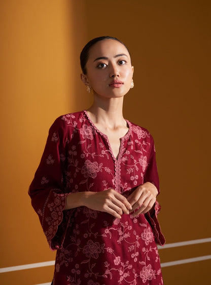 Juno Wool Wine Kurta Set