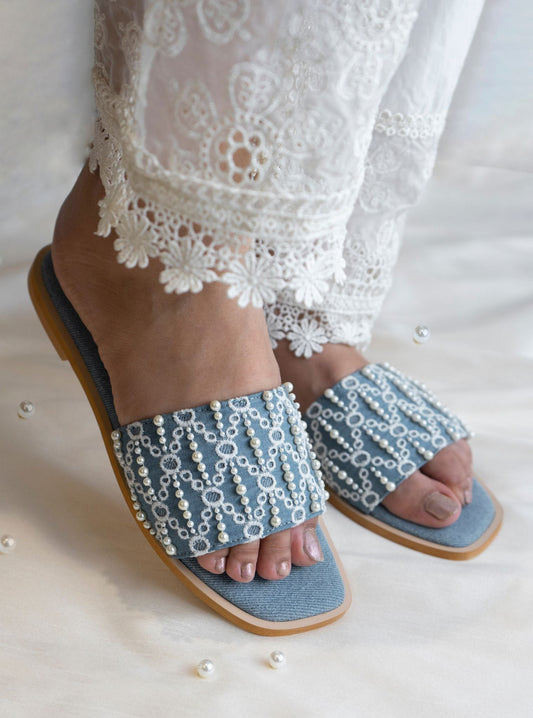 Aura Denim Vegan Flat Sandal