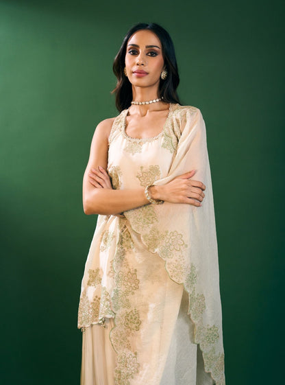 Pahi Cupro Satin Off White Kurta Set