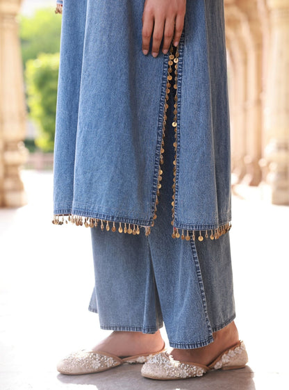 Rumei Denim Blue Kurta Set