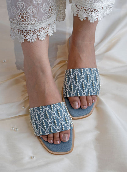 Aura Denim Vegan Flat Sandal