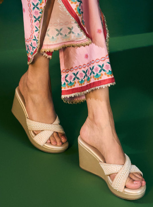 Cinderella Light Gold Vegan Wedge Heel