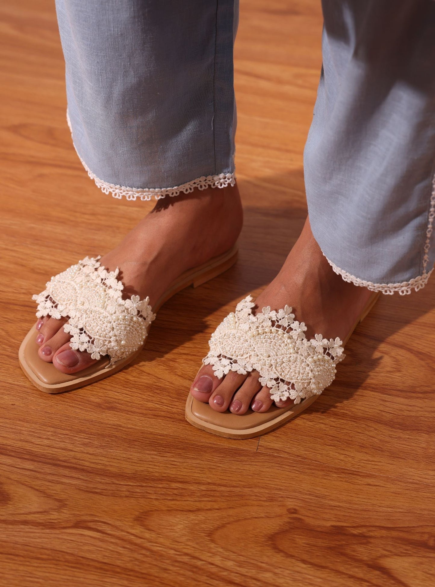 Zeba Off white Vegan Flats