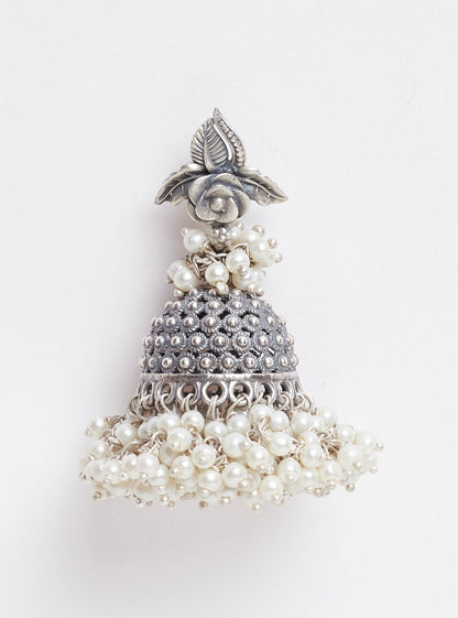 Pure Silver Rosette tribal jhumka