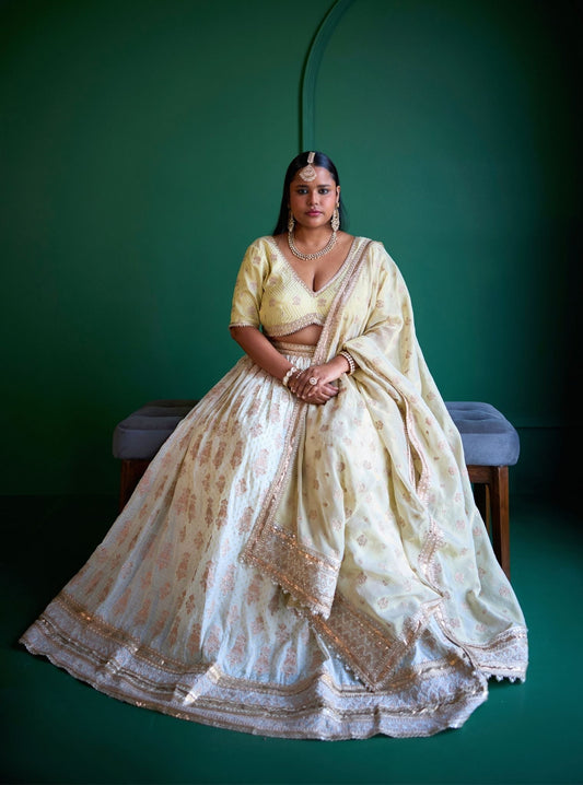Rang Banarsi Off White Lehenga