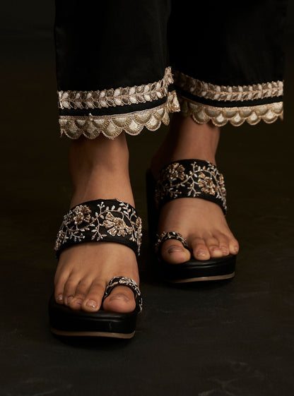 Kayra Black Vegan Wedge Heel