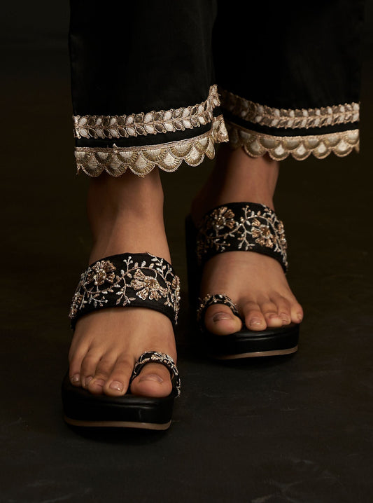 Kayra Black Vegan Wedge Heel