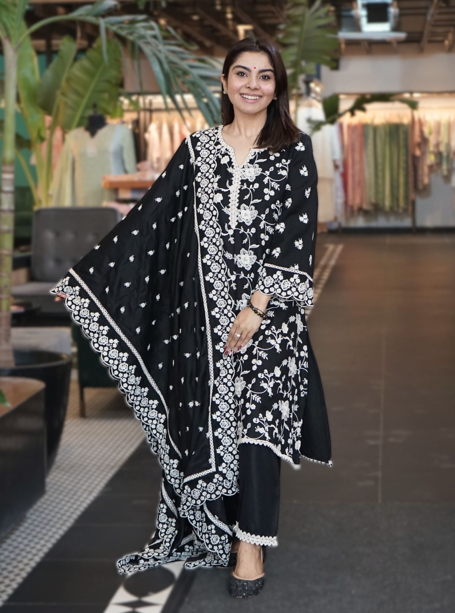 Juno Wool Black Kurta Set