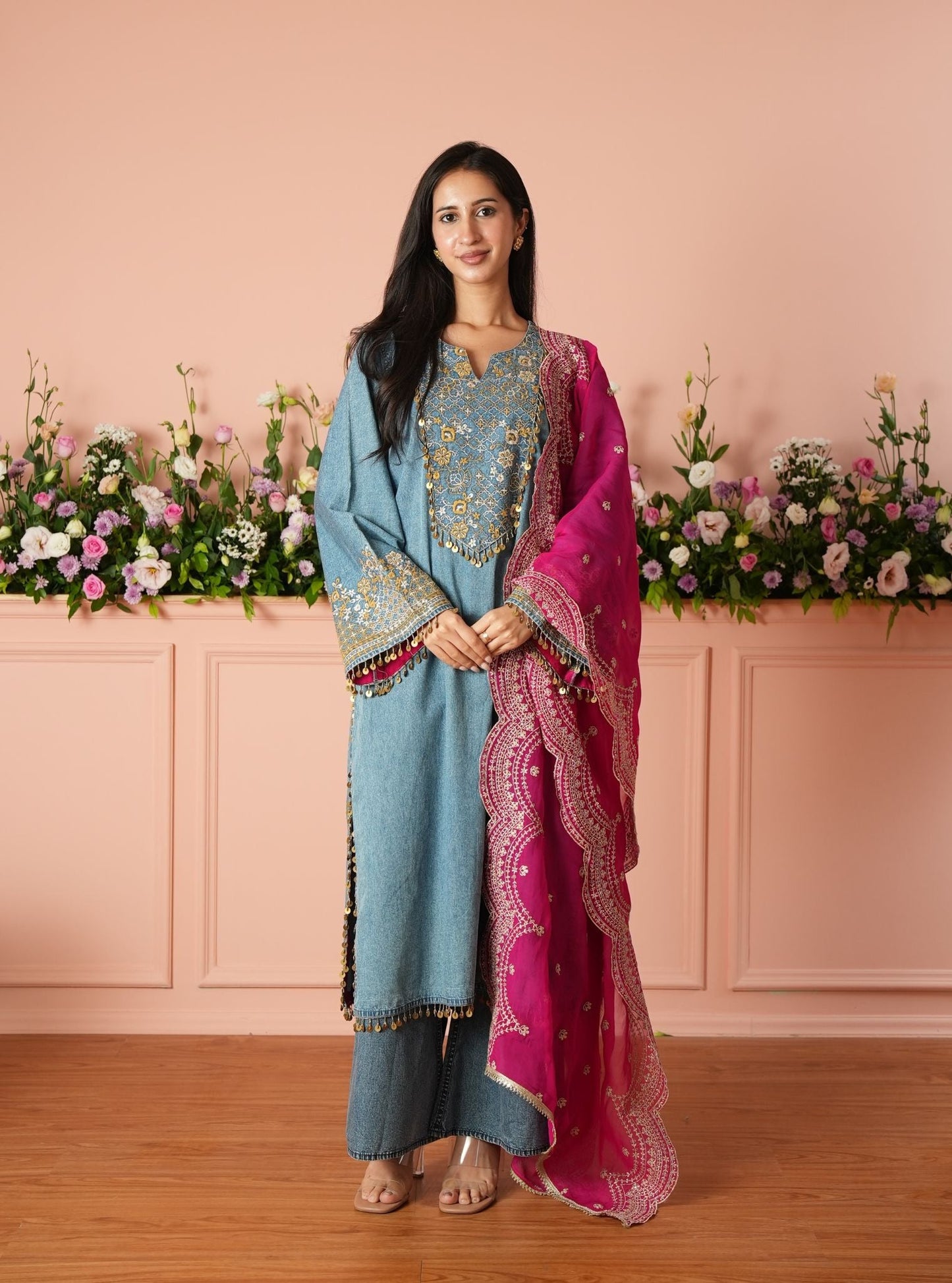 Rumei Denim Blue Kurta Set