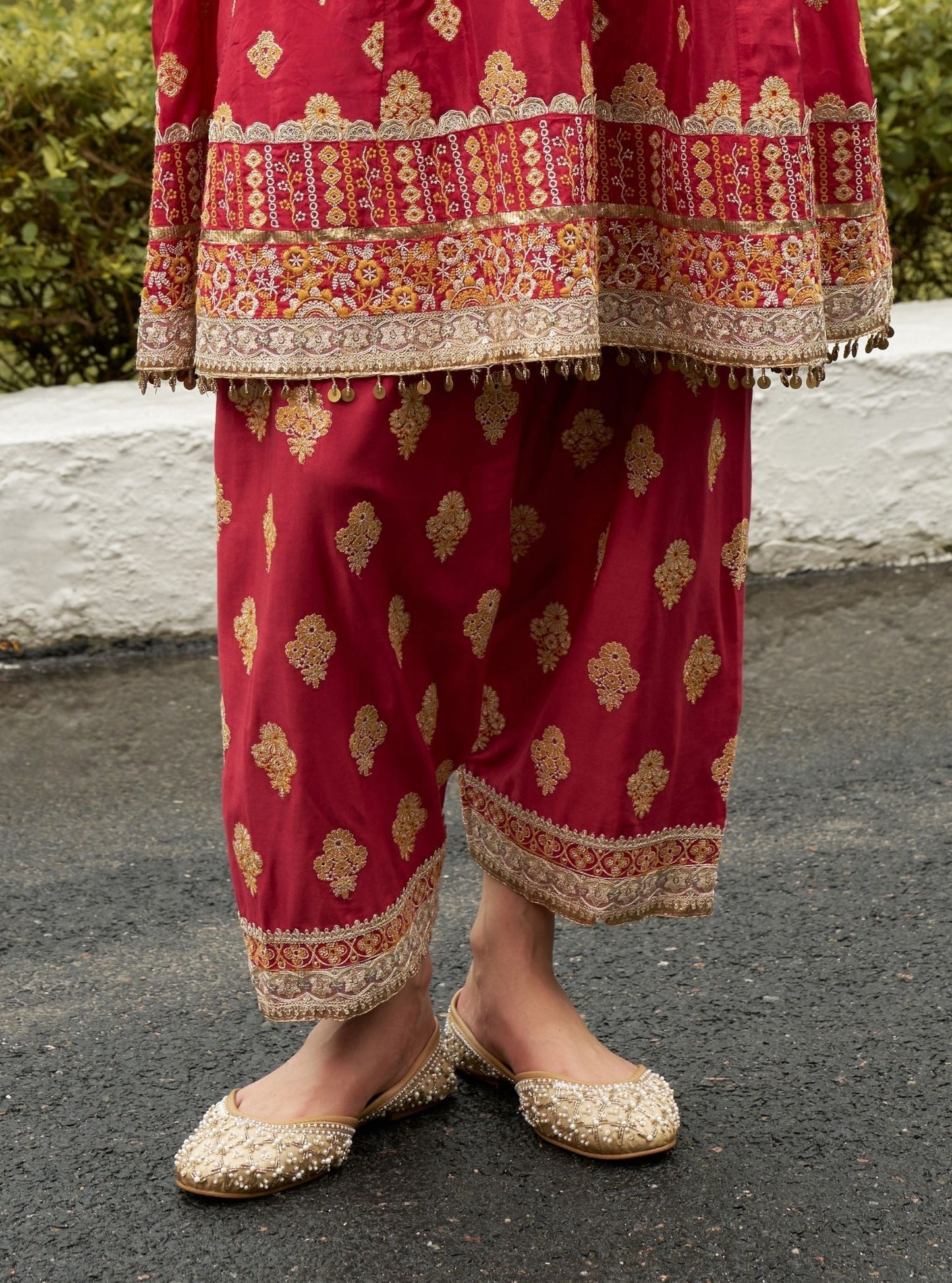 Tarana Viscose Glass Organza Luxe Red Kurta Set