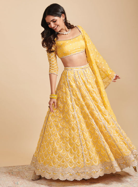 Morni Organza Yellow Lehenga